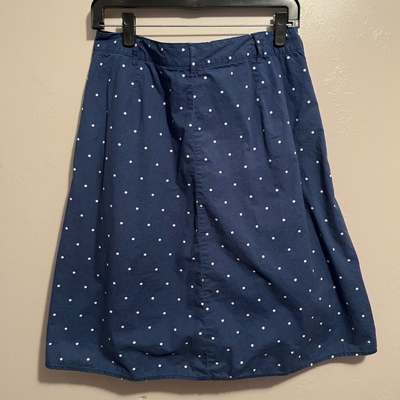 Lands End Blue and White Polka Dot Button-Front Midi Skirt - Picture 9 of 12